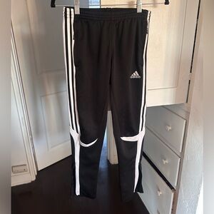 Adidas Black and White Sweatpants with Signature Stripes